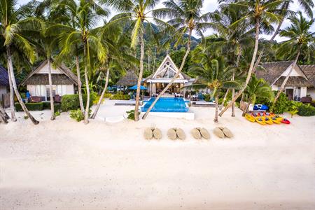 Little Poly - beach restaurant & pool drone  